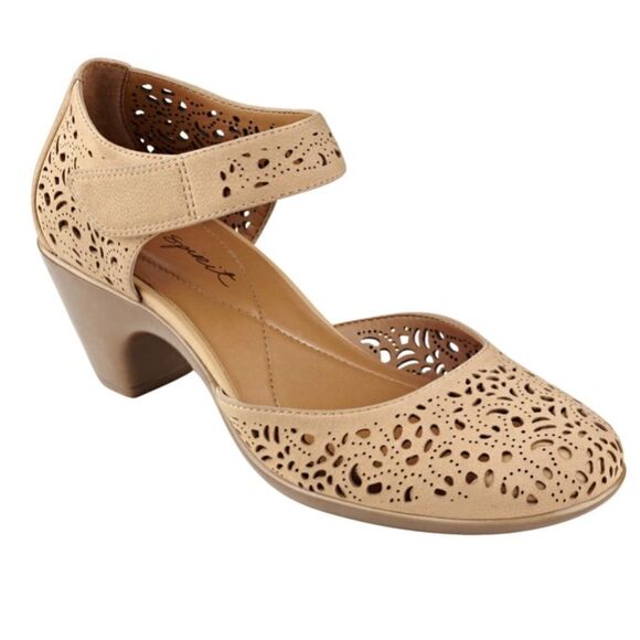 Easy Spirit Cindie Mary Jane Heels Taupe Size 12 Wide - Picture 1 of 14